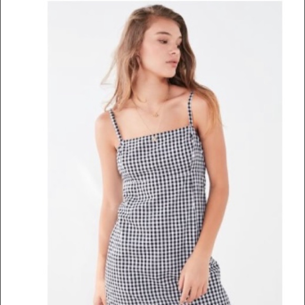 Black and white gingham mini dress